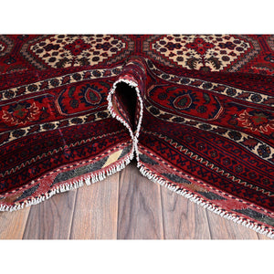 9'10"x13' Scarlet Red, Afghan Khamyab With Geometric Design, Hand Knotted, Soft And Velvety Wool, Vegetable Dyes, Oriental Rug FWR4596