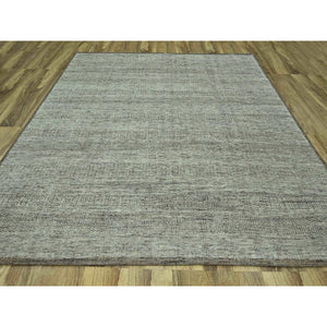 10'x10' Caramel Brown, Hand Knotted, Oxidized And Distressed Grass Design With Exposed Warps, Organic Wool, Square, Oriental Rug FWR460206