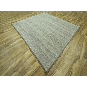 10'x10' Caramel Brown, Hand Knotted, Oxidized And Distressed Grass Design With Exposed Warps, Organic Wool, Square, Oriental Rug FWR460206