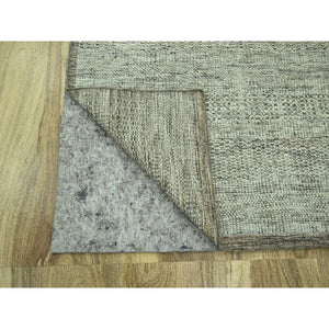 10'x10' Caramel Brown, Hand Knotted, Oxidized And Distressed Grass Design With Exposed Warps, Organic Wool, Square, Oriental Rug FWR460206