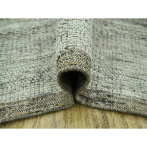 10'x10' Caramel Brown, Hand Knotted, Oxidized And Distressed Grass Design With Exposed Warps, Organic Wool, Square, Oriental Rug FWR460206