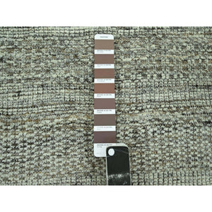 10'x10' Caramel Brown, Hand Knotted, Oxidized And Distressed Grass Design With Exposed Warps, Organic Wool, Square, Oriental Rug FWR460206