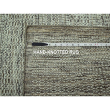 Load image into Gallery viewer, 10&#39;x10&#39; Caramel Brown, Hand Knotted, Oxidized And Distressed Grass Design With Exposed Warps, Organic Wool, Square, Oriental Rug FWR460206