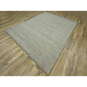 9'2"x12' Umber Brown With Beige, Hand Knotted, Oxidized And Distressed Grass Design With Exposed Warps, Natural Wool, Oriental Rug FWR460212