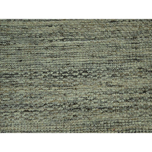 9'2"x12' Umber Brown With Beige, Hand Knotted, Oxidized And Distressed Grass Design With Exposed Warps, Natural Wool, Oriental Rug FWR460212