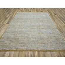 Load image into Gallery viewer, 10&#39;x10&#39; Golden Yellow, Oxidized And Distressed Grass Design With Exposed Warps, Hand Knotted, Natural Wool, Square, Oriental Rug FWR460218
