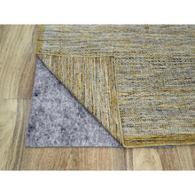 Load image into Gallery viewer, 10&#39;x10&#39; Golden Yellow, Oxidized And Distressed Grass Design With Exposed Warps, Hand Knotted, Natural Wool, Square, Oriental Rug FWR460218