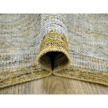 Load image into Gallery viewer, 10&#39;x10&#39; Golden Yellow, Oxidized And Distressed Grass Design With Exposed Warps, Hand Knotted, Natural Wool, Square, Oriental Rug FWR460218