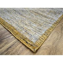 Load image into Gallery viewer, 10&#39;x10&#39; Golden Yellow, Oxidized And Distressed Grass Design With Exposed Warps, Hand Knotted, Natural Wool, Square, Oriental Rug FWR460218
