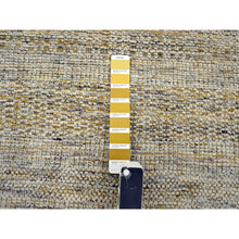 Load image into Gallery viewer, 10&#39;x10&#39; Golden Yellow, Oxidized And Distressed Grass Design With Exposed Warps, Hand Knotted, Natural Wool, Square, Oriental Rug FWR460218