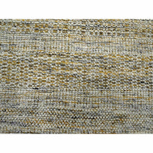 Load image into Gallery viewer, 10&#39;x10&#39; Golden Yellow, Oxidized And Distressed Grass Design With Exposed Warps, Hand Knotted, Natural Wool, Square, Oriental Rug FWR460218
