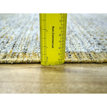 Load image into Gallery viewer, 10&#39;x10&#39; Golden Yellow, Oxidized And Distressed Grass Design With Exposed Warps, Hand Knotted, Natural Wool, Square, Oriental Rug FWR460218