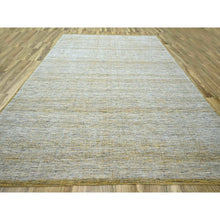Load image into Gallery viewer, 12&#39;x14&#39;10&quot; Mustard Yellow, Oxidized And Distressed Grass Design With Exposed Warps, Organic Wool, Hand Knotted, Oversized, Xl, Oriental Rug FWR460224