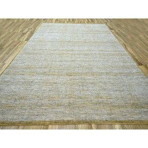 12'x14'10" Mustard Yellow, Oxidized And Distressed Grass Design With Exposed Warps, Organic Wool, Hand Knotted, Oversized, Xl, Oriental Rug FWR460224