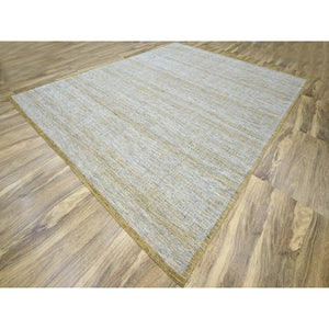 12'x14'10" Mustard Yellow, Oxidized And Distressed Grass Design With Exposed Warps, Organic Wool, Hand Knotted, Oversized, Xl, Oriental Rug FWR460224