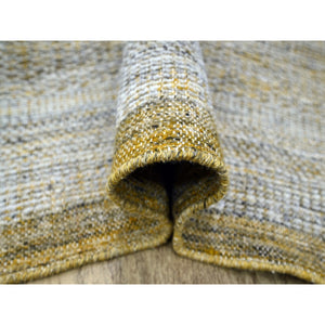 12'x14'10" Mustard Yellow, Oxidized And Distressed Grass Design With Exposed Warps, Organic Wool, Hand Knotted, Oversized, Xl, Oriental Rug FWR460224