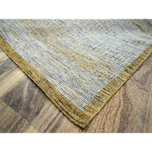 Load image into Gallery viewer, 12&#39;x14&#39;10&quot; Mustard Yellow, Oxidized And Distressed Grass Design With Exposed Warps, Organic Wool, Hand Knotted, Oversized, Xl, Oriental Rug FWR460224