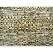Load image into Gallery viewer, 12&#39;x14&#39;10&quot; Mustard Yellow, Oxidized And Distressed Grass Design With Exposed Warps, Organic Wool, Hand Knotted, Oversized, Xl, Oriental Rug FWR460224