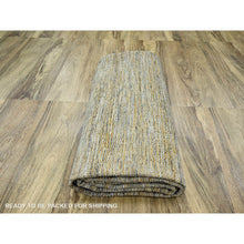 Load image into Gallery viewer, 12&#39;x14&#39;10&quot; Mustard Yellow, Oxidized And Distressed Grass Design With Exposed Warps, Organic Wool, Hand Knotted, Oversized, Xl, Oriental Rug FWR460224