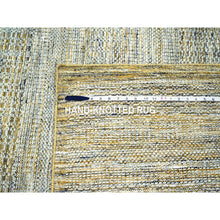 Load image into Gallery viewer, 12&#39;x14&#39;10&quot; Mustard Yellow, Oxidized And Distressed Grass Design With Exposed Warps, Organic Wool, Hand Knotted, Oversized, Xl, Oriental Rug FWR460224