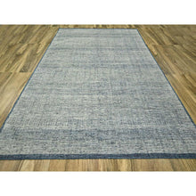 Load image into Gallery viewer, 8&#39;10&quot;x12&#39;1&quot; Imperial Blue With Ivory, Hand Knotted, Organic Wool, Oxidized Grass Design With Exposed Warps, Distressed, Oriental Rug FWR460242