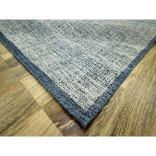 Load image into Gallery viewer, 8&#39;10&quot;x12&#39;1&quot; Imperial Blue With Ivory, Hand Knotted, Organic Wool, Oxidized Grass Design With Exposed Warps, Distressed, Oriental Rug FWR460242
