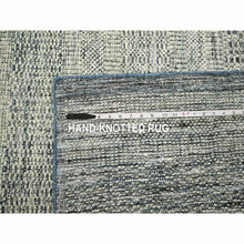 Load image into Gallery viewer, 8&#39;10&quot;x12&#39;1&quot; Imperial Blue With Ivory, Hand Knotted, Organic Wool, Oxidized Grass Design With Exposed Warps, Distressed, Oriental Rug FWR460242