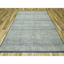 Load image into Gallery viewer, 7&#39;10&quot;x10&#39;yale Blue With Ivory, Oxidized And Distressed Grass Design With Exposed Warps, Hand Knotted, Natural Wool, Oriental Rug FWR460248