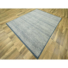 Load image into Gallery viewer, 7&#39;10&quot;x10&#39;yale Blue With Ivory, Oxidized And Distressed Grass Design With Exposed Warps, Hand Knotted, Natural Wool, Oriental Rug FWR460248