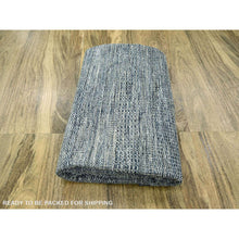 Load image into Gallery viewer, 7&#39;10&quot;x10&#39;yale Blue With Ivory, Oxidized And Distressed Grass Design With Exposed Warps, Hand Knotted, Natural Wool, Oriental Rug FWR460248