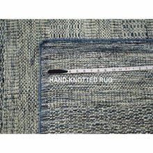 Load image into Gallery viewer, 7&#39;10&quot;x10&#39;yale Blue With Ivory, Oxidized And Distressed Grass Design With Exposed Warps, Hand Knotted, Natural Wool, Oriental Rug FWR460248