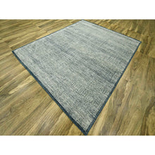 Load image into Gallery viewer, 8&#39;2&quot;x10&#39; Beacon Blue With Ivory, Oxidized And Distressed Grass Design With Exposed Warps, Pure Wool, Hand Knotted, Oriental Rug FWR460260