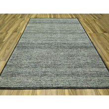 Load image into Gallery viewer, 8&#39;3&quot;x10&#39; Sable Black With Ivory, Hand Knotted, Organic Wool, Oxidized And Distressed Grass Design With Exposed Warps, Oriental Rug FWR460266