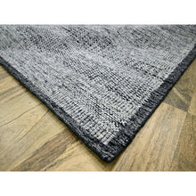 Load image into Gallery viewer, 8&#39;3&quot;x10&#39; Sable Black With Ivory, Hand Knotted, Organic Wool, Oxidized And Distressed Grass Design With Exposed Warps, Oriental Rug FWR460266