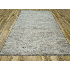 8'3"x10'1" Beige With Brown, Oxidized And Distressed Grass Design With Exposed Warps, Natural Wool, Hand Knotted, Oriental Rug FWR460272