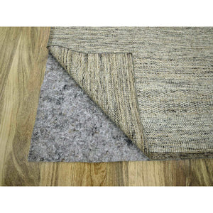 8'3"x10'1" Beige With Brown, Oxidized And Distressed Grass Design With Exposed Warps, Natural Wool, Hand Knotted, Oriental Rug FWR460272