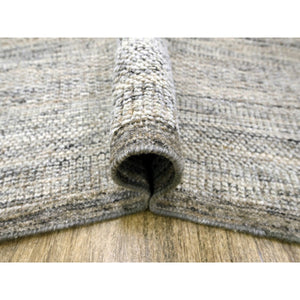 8'3"x10'1" Beige With Brown, Oxidized And Distressed Grass Design With Exposed Warps, Natural Wool, Hand Knotted, Oriental Rug FWR460272