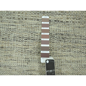 8'3"x10'1" Beige With Brown, Oxidized And Distressed Grass Design With Exposed Warps, Natural Wool, Hand Knotted, Oriental Rug FWR460272