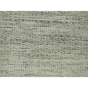8'3"x10'1" Beige With Brown, Oxidized And Distressed Grass Design With Exposed Warps, Natural Wool, Hand Knotted, Oriental Rug FWR460272