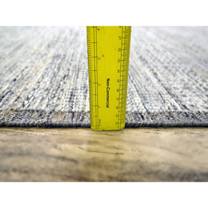 8'3"x10'1" Beige With Brown, Oxidized And Distressed Grass Design With Exposed Warps, Natural Wool, Hand Knotted, Oriental Rug FWR460272
