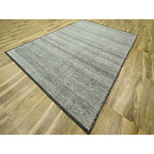 Load image into Gallery viewer, 10&#39;x14&#39; Caviar Black With Ivory, Hand Knotted, Organic Wool, Distressed, Oxidized Grass Design With Exposed Warps, Oriental Rug FWR460278