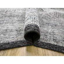 Load image into Gallery viewer, 10&#39;x14&#39; Caviar Black With Ivory, Hand Knotted, Organic Wool, Distressed, Oxidized Grass Design With Exposed Warps, Oriental Rug FWR460278