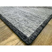 Load image into Gallery viewer, 10&#39;x14&#39; Caviar Black With Ivory, Hand Knotted, Organic Wool, Distressed, Oxidized Grass Design With Exposed Warps, Oriental Rug FWR460278