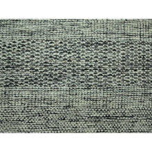 Load image into Gallery viewer, 10&#39;x14&#39; Caviar Black With Ivory, Hand Knotted, Organic Wool, Distressed, Oxidized Grass Design With Exposed Warps, Oriental Rug FWR460278