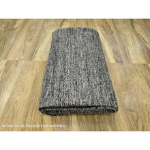 Load image into Gallery viewer, 10&#39;x14&#39; Caviar Black With Ivory, Hand Knotted, Organic Wool, Distressed, Oxidized Grass Design With Exposed Warps, Oriental Rug FWR460278