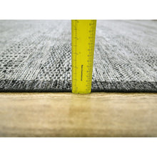 Load image into Gallery viewer, 10&#39;x14&#39; Caviar Black With Ivory, Hand Knotted, Organic Wool, Distressed, Oxidized Grass Design With Exposed Warps, Oriental Rug FWR460278