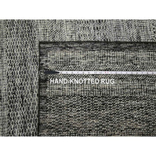 Load image into Gallery viewer, 10&#39;x14&#39; Caviar Black With Ivory, Hand Knotted, Organic Wool, Distressed, Oxidized Grass Design With Exposed Warps, Oriental Rug FWR460278