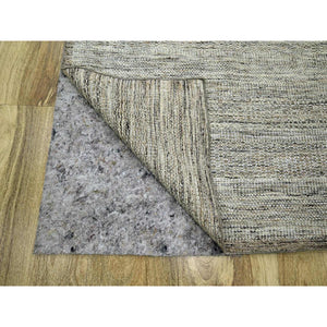 10'3"x13'9" Beige And Brown, Oxidized And Distressed Grass Design With Exposed Warps, Hand Knotted, 100% Wool, Oriental Rug FWR460284