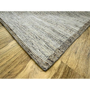 10'3"x13'9" Beige And Brown, Oxidized And Distressed Grass Design With Exposed Warps, Hand Knotted, 100% Wool, Oriental Rug FWR460284