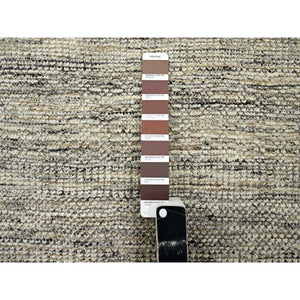 10'3"x13'9" Beige And Brown, Oxidized And Distressed Grass Design With Exposed Warps, Hand Knotted, 100% Wool, Oriental Rug FWR460284